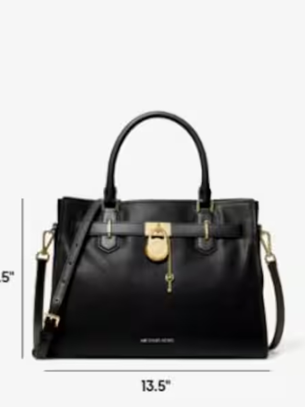 Michael Kors Black Leather Crossbody Satchel with Gold Hardware